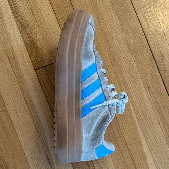 Adidas Women’s Court Grey/Light Blue Suede Sneakers - Picture 3 of 4